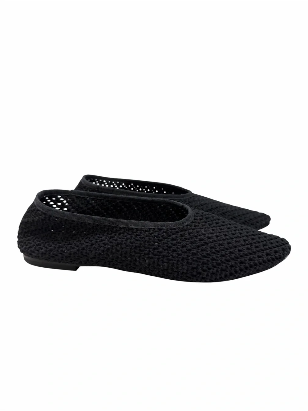 NWOB Staud Alba Black Crochet Ballet Flat Shoes Women’s Size 38/ US 8